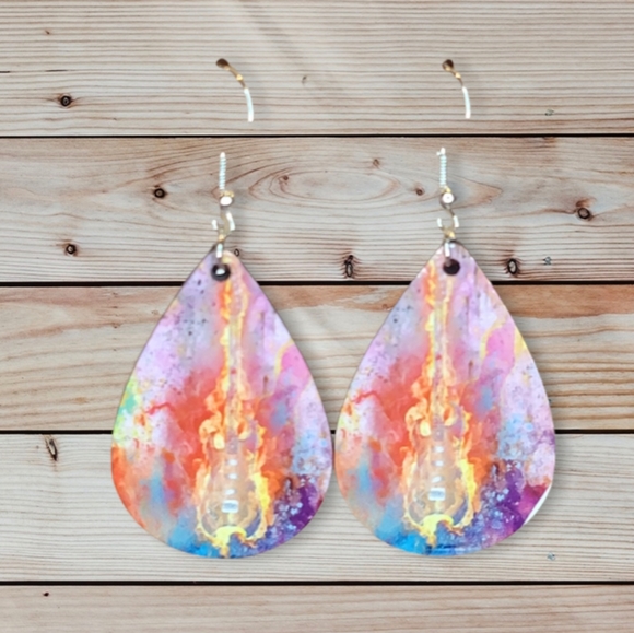 Dangle Abstract Guitar Earrings - Picture 1 of 1